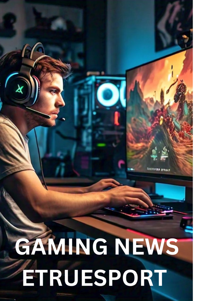 An excited man playing a gaming news eTrueSport 