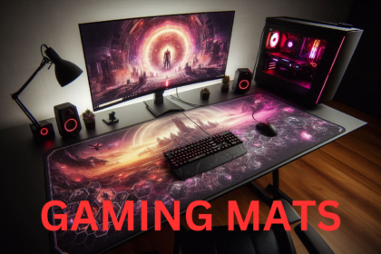 Extended gaming mat on a gaming desk setup.