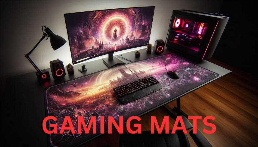 Extended gaming mat on a gaming desk setup.