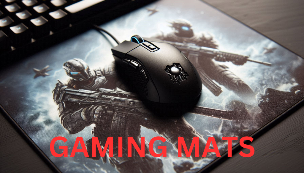 Hard plastic gaming mat texture with gaming mouse. 