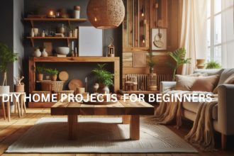 Living room with a handmade wooden coffee table.