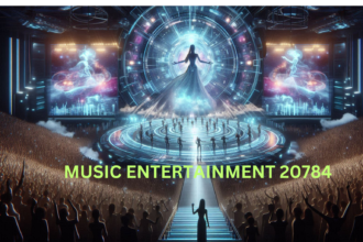 Futuristic concert with holographic performers.