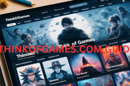 Screenshot of the ThinkOfGames.com homepage displaying a comprehensive gaming guide."