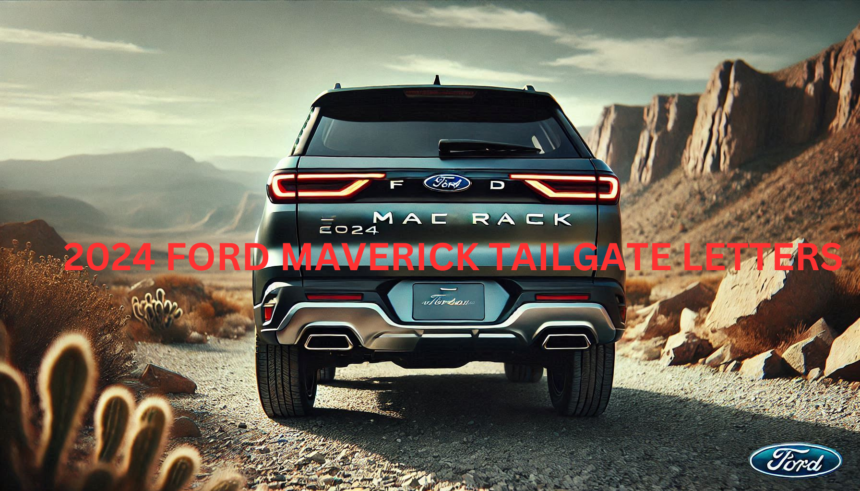 Rear view of the 2024 Ford Maverick parked outdoors with tailgate letters visible.