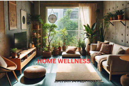 Cozy living room with natural light, indoor plants, and a meditation corner.