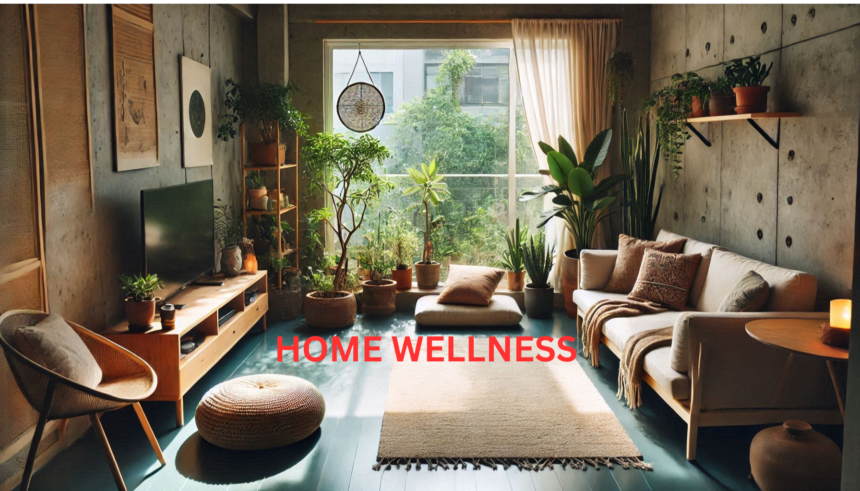 Cozy living room with natural light, indoor plants, and a meditation corner.